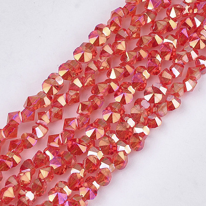 Electroplate Glass Beads Strands, Faceted, Diamond