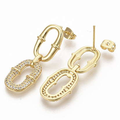 Серьги-гвоздики с цирконом из латуни, со спиной серьги, Письмо O, реальный 16 k позолоченный