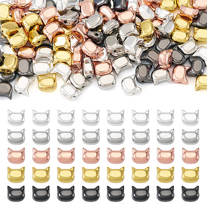 100 шт 5 цвета гальванические стеклянные бусины, голова кошки 