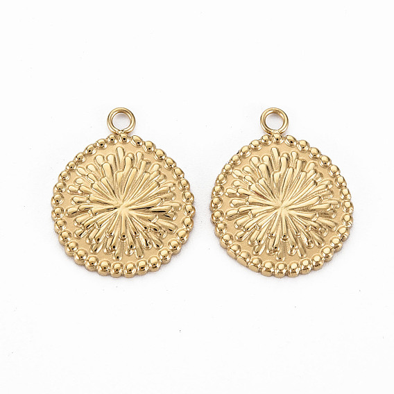 304 подвески из нержавеющей стали, без кадмия, без никеля и без свинца, плоские круглые с цветком