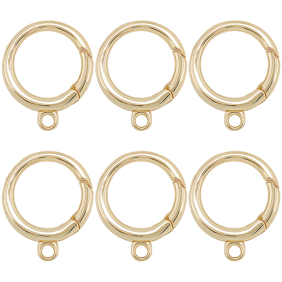 6шт. латунные пружинные кольца-затворы, долговечный, без свинца и без кадмия, стойки покрытие, плоско-круглые