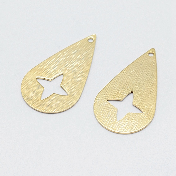 Подвески из латуни, долговечный, реальный 18 k позолоченный, без никеля , капля