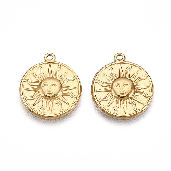 304 подвески из нержавеющей стали, ионное покрытие (ip), плоский круглый с солнечными чарами