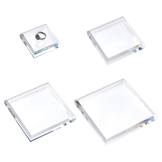 4шт 4 стили акриловые подставки для дисплеев, презентационные подвалы, квадратный