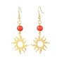 201 нержавеющая сталь, акриловая серьга-подвеска, солнце, красные, для женщин