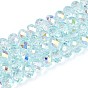 Transparent Glass Beads Strands, Rondelle, Half Plated, AB Color Plated, Faceted