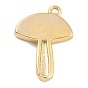 Autumn Theme Brass Enamel Pendants, Golden Long-Lasting Plated, Mushroom
