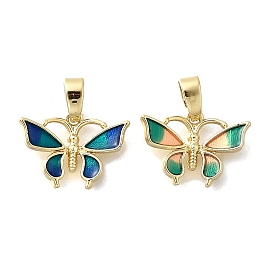 Латунь эмаль прелести, реальный 18 k позолоченный, бабочка