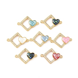 Подвески в виде ромба из латуни с микропаве из прозрачных кубических цирконий и ракушек с сердечками, с эмалью, реальный 18 k позолоченный, стойки покрытие, долговечный, без кадмия и без свинца