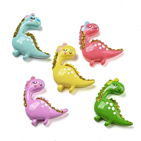 Opaque Resin Decoden Cabochons with Glitter Powder, Dinosaur