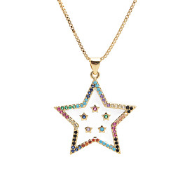 Starry Night Sky Pendant Necklace with Micro Inlaid Zircon for Women's Fashion Jewelry