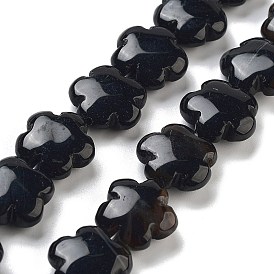 Natural Black Agate Beads Strands, Flower