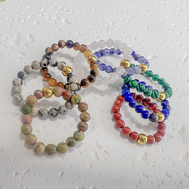 Natural Gemstone Stretch Rings, Adjustable Beaded Rings