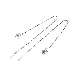 Rhodium Plated 925 Sterling Silver Stud Earring Findings, Ear Threads