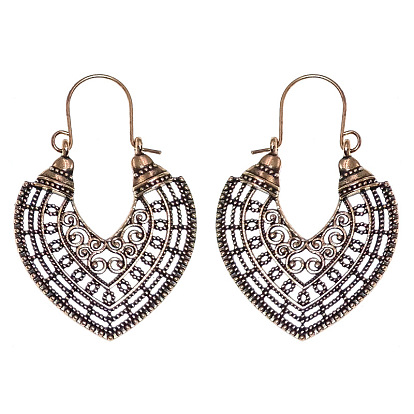 Tibetan Style Alloy Hoop Earrings, Vintage Bohemian ethnic earrings, Red Copper