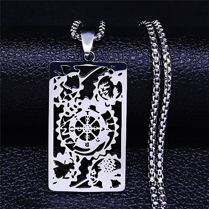201 de acero inoxidable collares pendientes, rectángulo con el engranaje