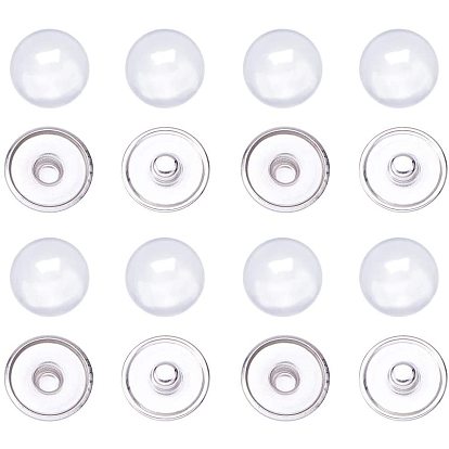 Snap Button Making, Brass Snap Buttons Cabochon Settings with Clear Glass Cabochons