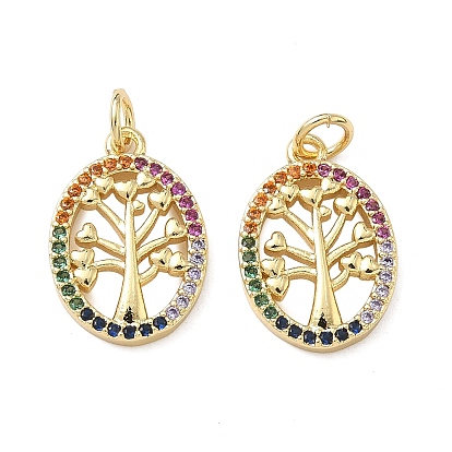 Латунные микро проложить кубического циркония подвески, овал с подвесками в виде дерева