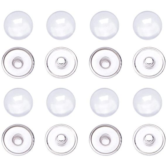 Snap Button Making, Brass Snap Buttons Cabochon Settings with Clear Glass Cabochons