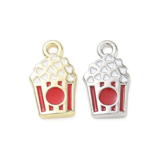Alloy Enamel Pendants, Popcorn Charms, Long-Lasting Plated