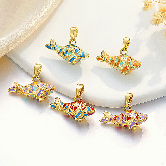 Латунь эмаль подвески, кит, золотые