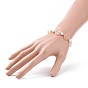5Pcs 5 Color Glass Plum Blossom & Imitation Pearl Beaded Stretch Bracelets Set, Stackable Bracelets for Girls