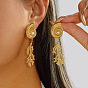Pendientes colgantes de aleación y perla de imitación con forma de concha y detalle de coral para mujer.