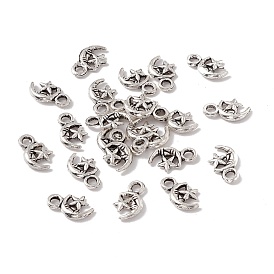 Pendentifs en alliage de style tibétain, lune avec étoile