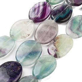 Natural Fluorite Beads Strands, Flat Oval