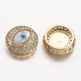 Латунные микро проложить кубического циркония многожильных ссылки, с оболочкой, Плоский круглый и сглаз