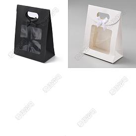 24Stück 2Farben Rechteck Papier Geschenktüten, mit klarem Fenster, Mit Schleife und Schleife verzierte rechteckige Bonbontüte zum Geburtstag, Hochzeit, Feier-Party-Verpackung