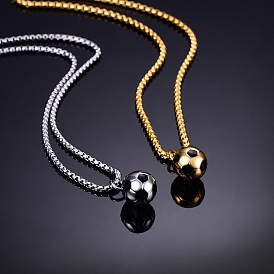 Ожерелье с подвеской в виде футбола из титановой стали и эмали с цепочками-коробочками