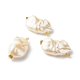 ABS Plastic Imitation Pearl Pendants, with Iron and Alloy Findings, Nuggets
