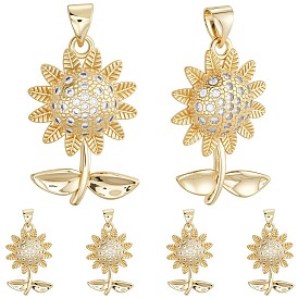 6подвески из кубического циркония с покрытием из латуни с микропаве, подсолнечник, без кадмия и без свинца, долговечный