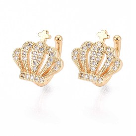 Латунные серьги-манжеты из прозрачного кубического циркония, корона