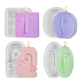 DIY Abstract Human Face Candle Silicone Molds, for Scented Candle Making, White