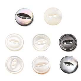 Cat Eye Style Natural Shell Buttons, Fisheye 2-Hole Flat Round Buttons