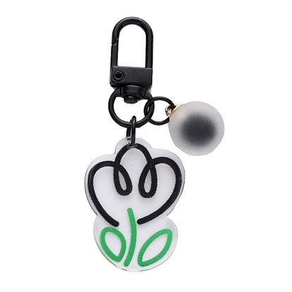 Colorful Tulip Flower Keychain Pendant Acrylic Accessory Decoration for Earphone Case Bag
