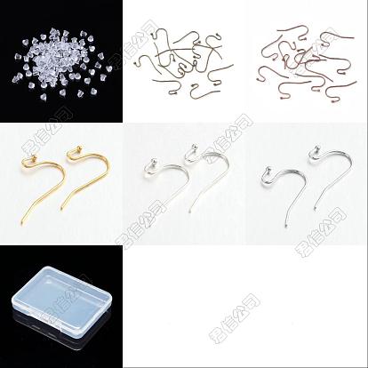150 Stk. 5 Farben Messingohrringhaken für Ohrringdesigns, Ohrhaken, Bleifrei und cadmium frei, mit 150Stk. Kunststoff-Ohrmuttern