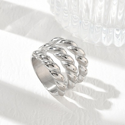 304 Stainless Steel Finger Rings, Round, Ion Plating(IP), Long-Lasting Plated