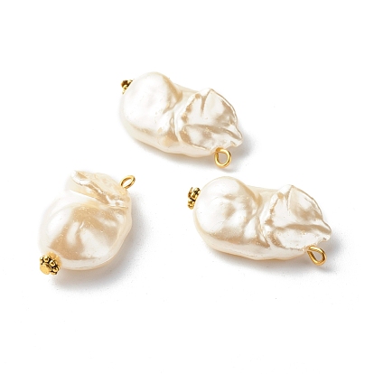 ABS Plastic Imitation Pearl Pendants, with Iron and Alloy Findings, Nuggets