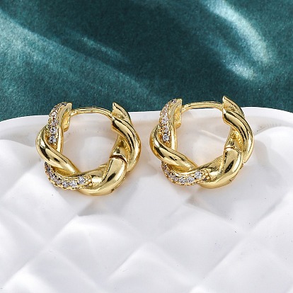 Латунные серьги-кольца из прозрачного кубического циркония, без свинца и без кадмия, долговечный, стойки покрытие, цветок