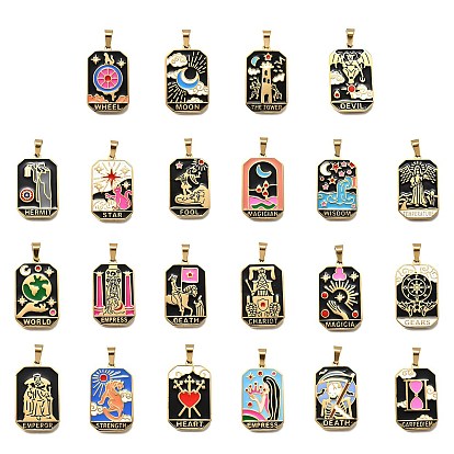 Таро 304 эмалевые подвески из нержавеющей стали, ионное покрытие (ip), реальный 18 k позолоченный