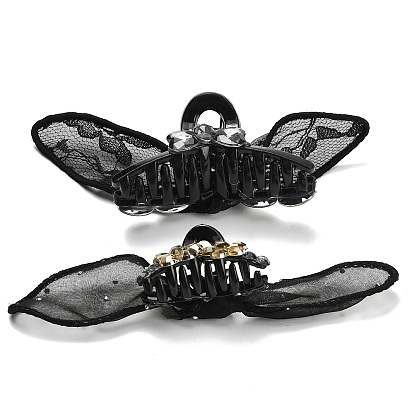 Заколки для волос из полиэстера, смолы и стразов., кружева бантом