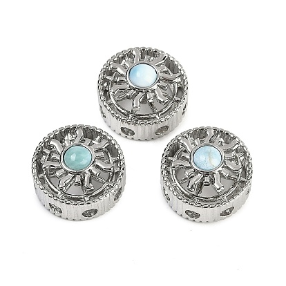 Вращающиеся латунные многорядные звенья из натурального ларимара, стойки покрытие, плоско-круглые