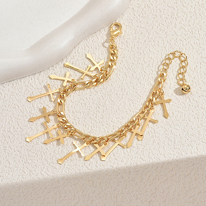 Браслеты с железными подвесками в стиле панк, браслеты figaro chains для женщин, крестик