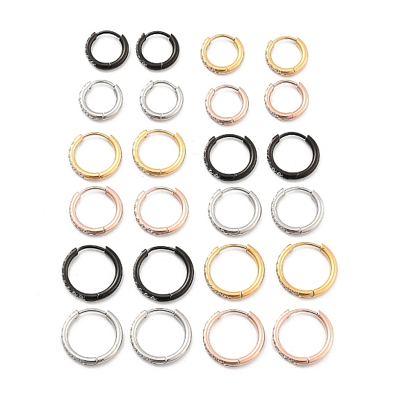 Ионное покрытие (IP) 316 серьги-кольца из хирургической нержавеющей стали с прозрачным фианитом женские