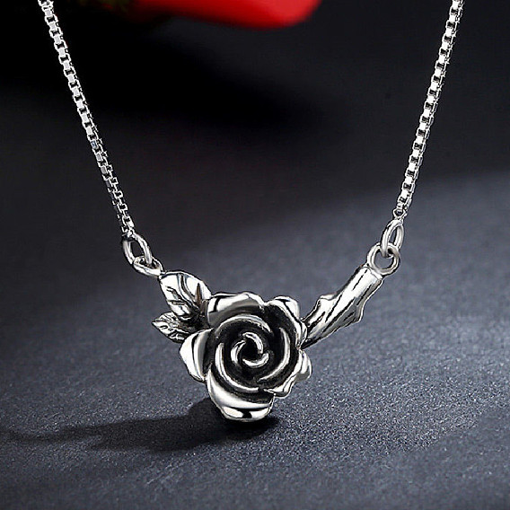 Винтажные латунные ожерелья с подвеской в виде цветка розы для женщин