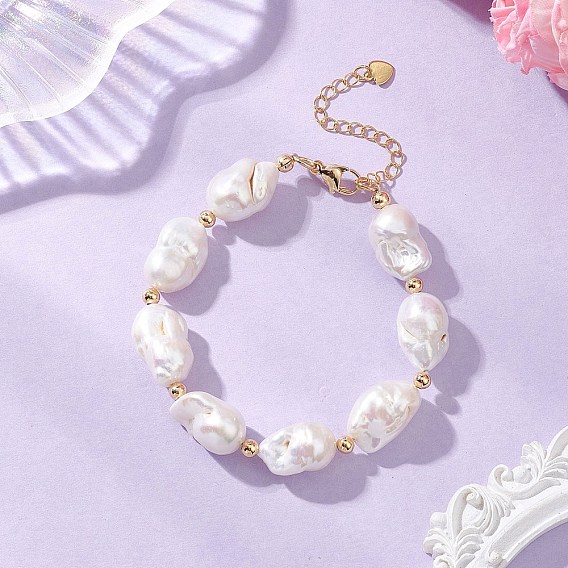 Браслеты с жемчугом кеши из натурального жемчужного барокко, для женщин