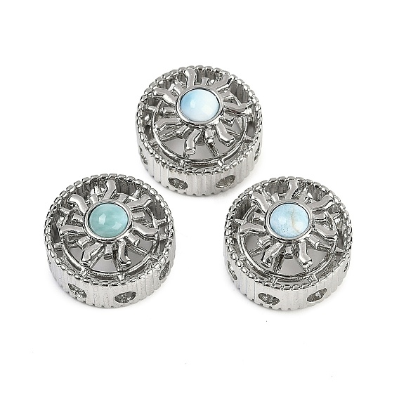 Вращающиеся латунные многорядные звенья из натурального ларимара, стойки покрытие, плоско-круглые